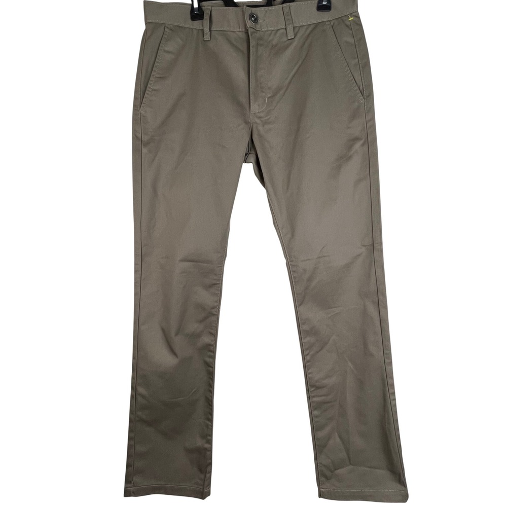 RVCA The Week-End Chino Pants Mens 33 Tan Khaki Slim Straight Twill M3307WEP